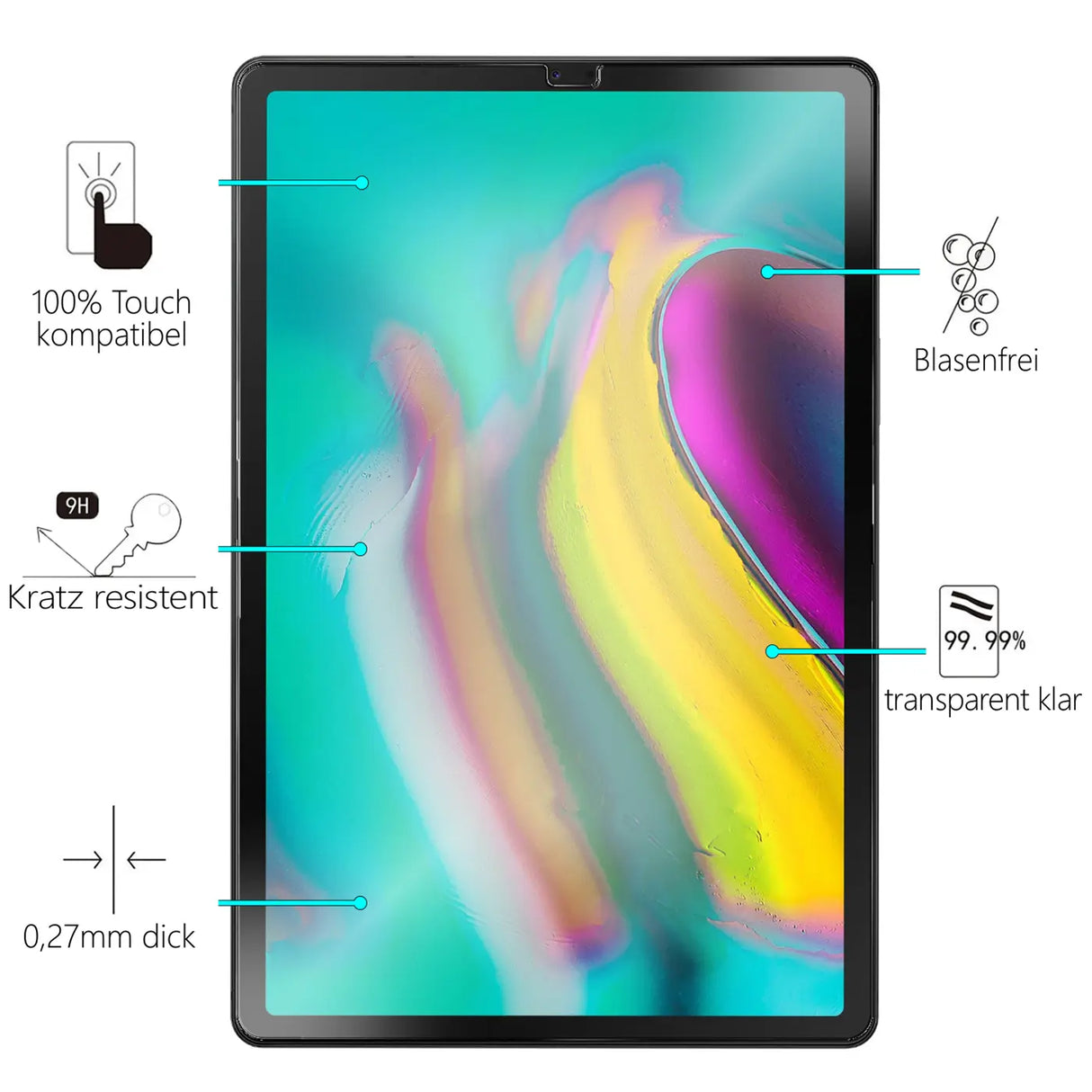 Displayschutzglas aus gehärtetem Glas für Samsung Galaxy Tab S5e 10.5 – Kratzfest und blasenfreie Installation