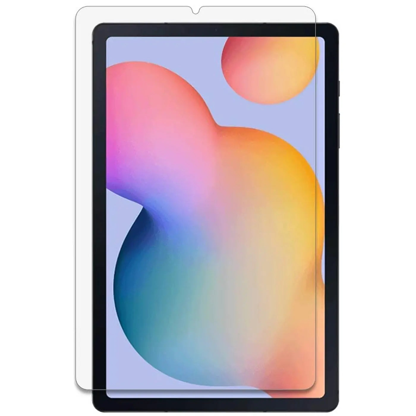 Transparentes Panzerglas für Samsung Galaxy Tab S6 Lite, von vorne auf dem Display liegend.