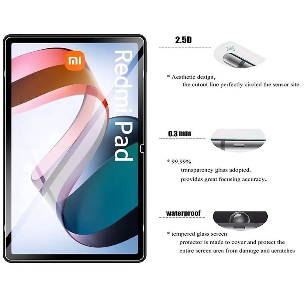 Displayschutzglas auf Xiaomi Redmi Pad, Vorderansicht.
