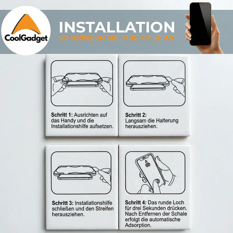 EZ.Box Schutzglas für iPhone 16 Pro Max mit Blickschutz – Einfache Installation.