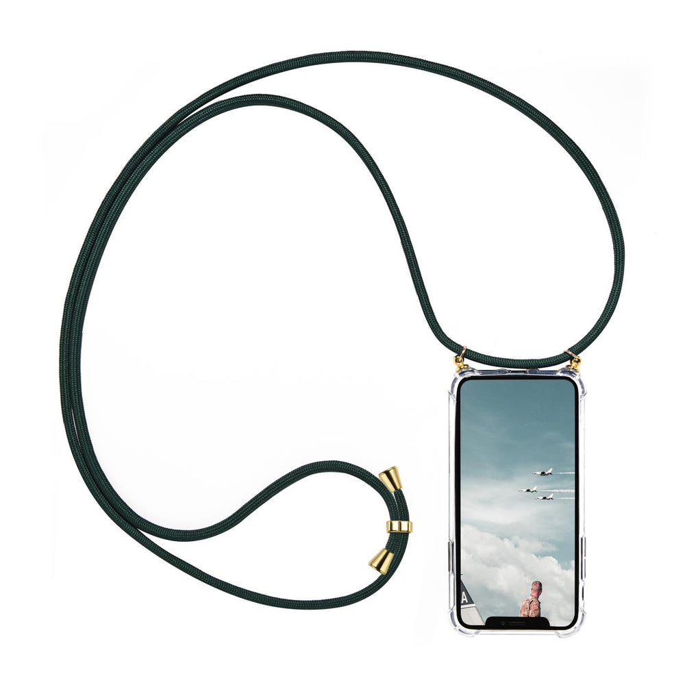Transparente Handyhülle mit dunkler Kordel, Vorderansicht, Samsung Galaxy A36 5G.