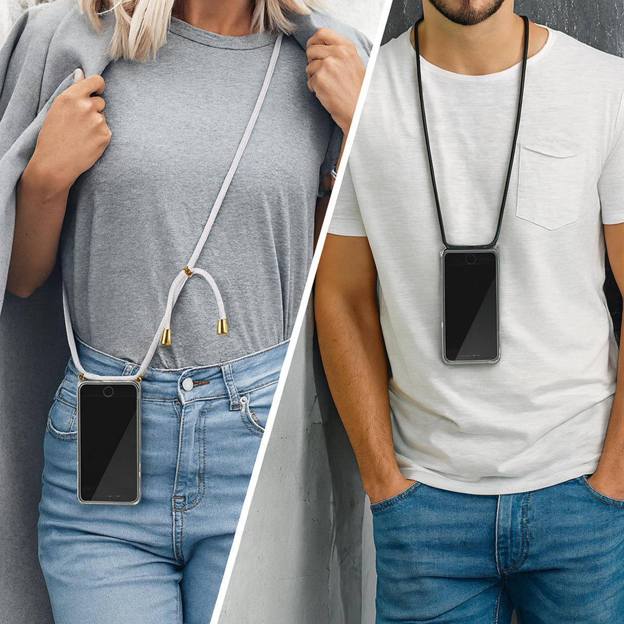 Verstellbare Umhängekordel – iPhone 16 Pro Transparente Hülle mit 160 cm Band