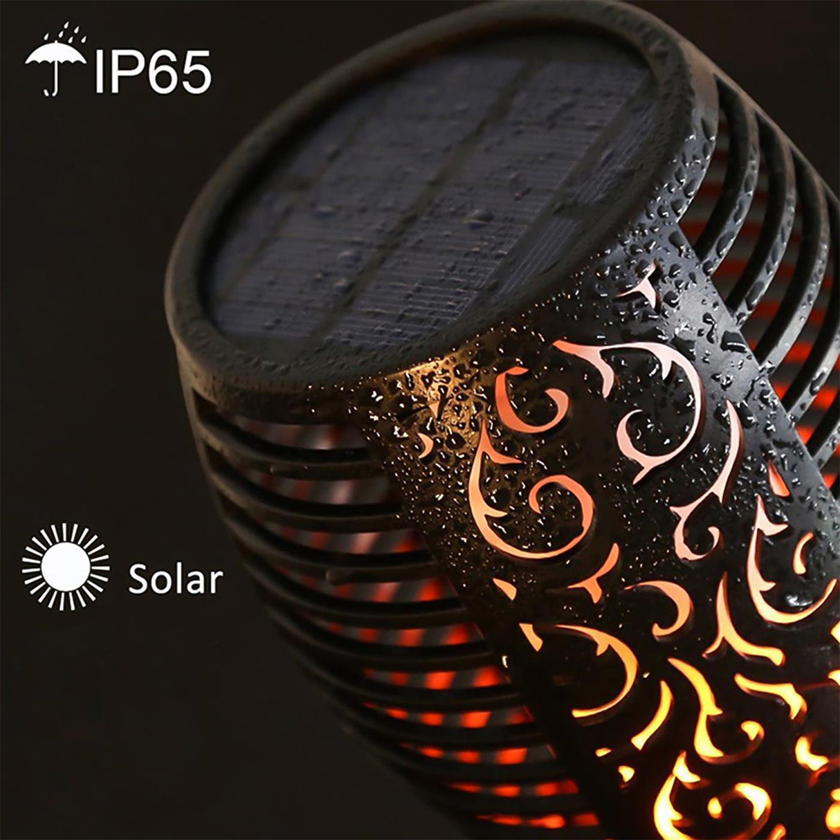 Solarlampe Fackel Design – 96 LEDs – IP65