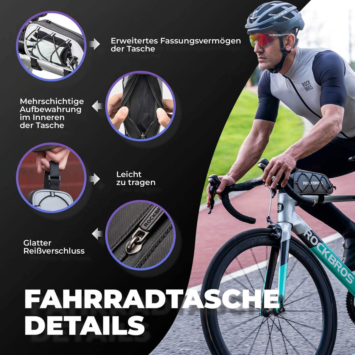 Rockbros Fahrrad-Oberrohrtasche 1L – Reflektierend Default Title