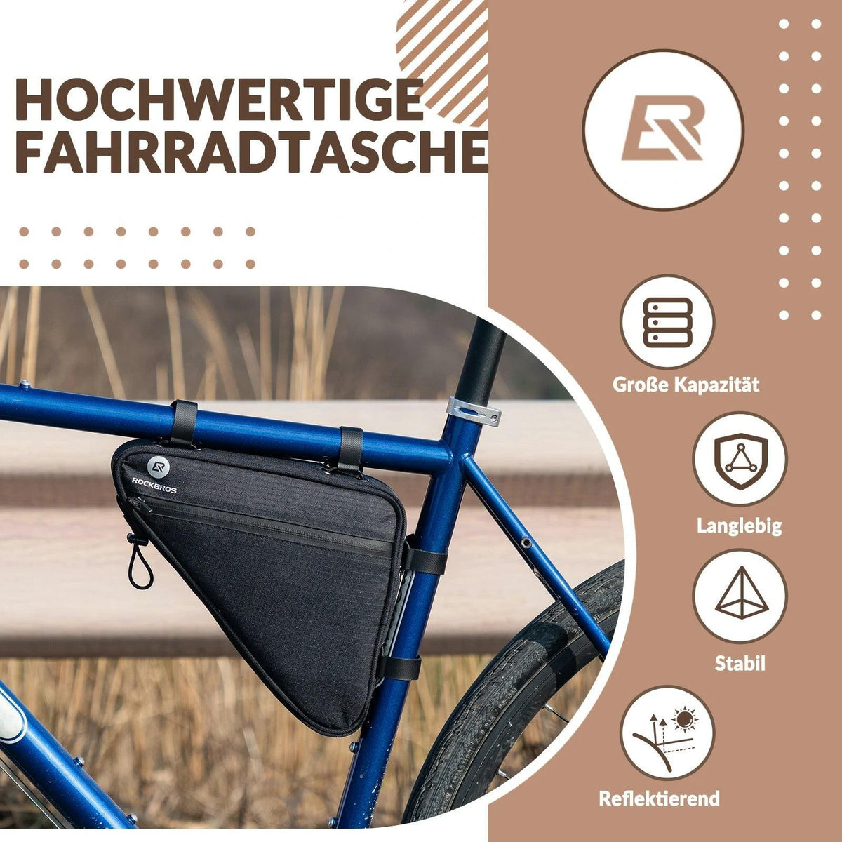 Rockbros Fahrrad Rahmentasche 1,5L – Dreieckstasche Default Title