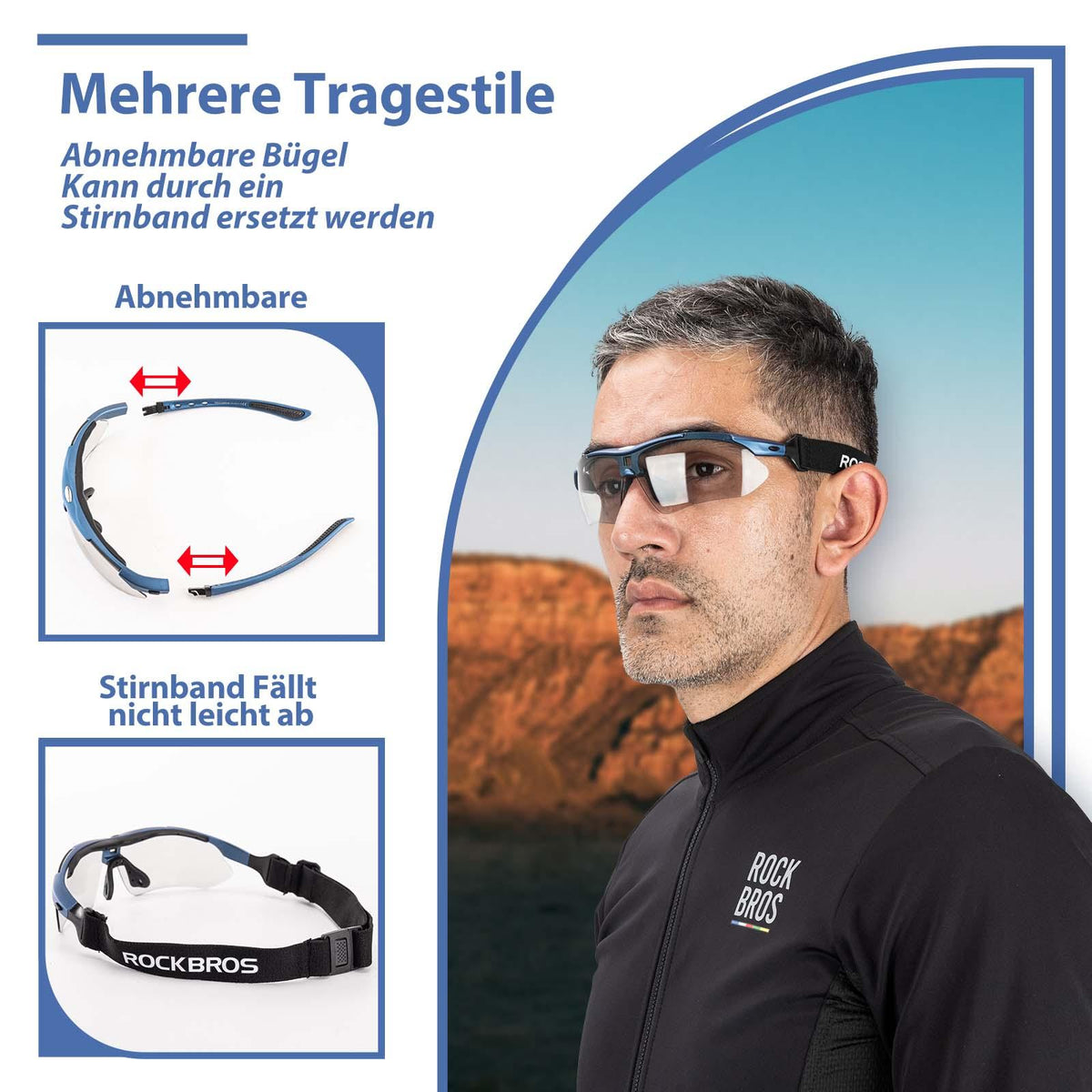 Rockbros Fahrradbrille Selbsttönend UV400 Rosa