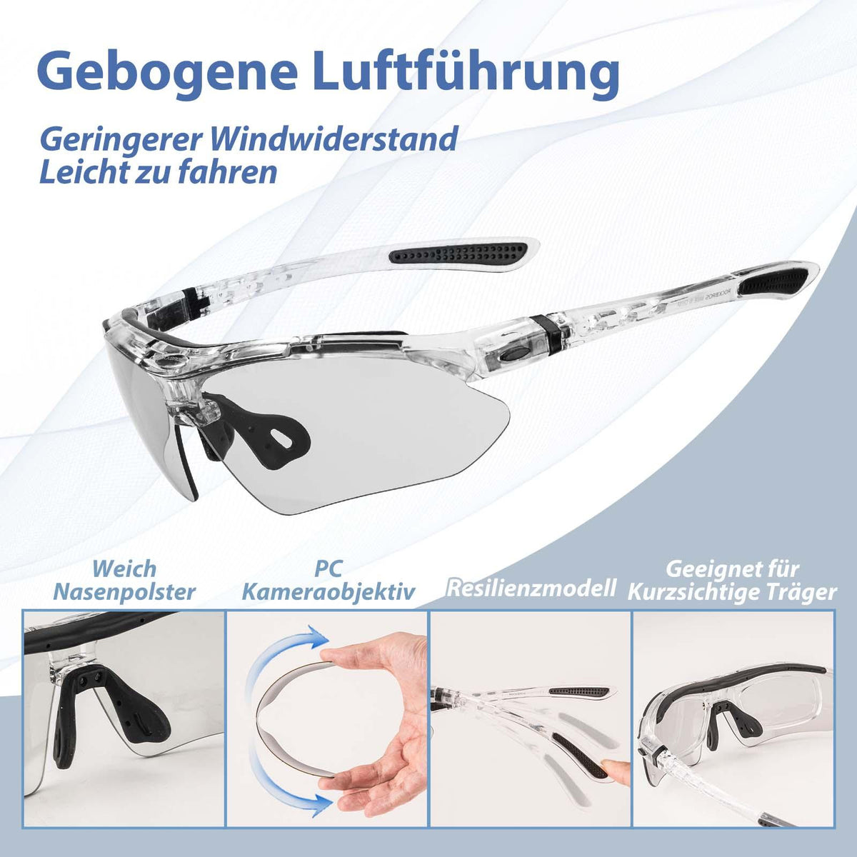 Rockbros Fahrradbrille Selbsttönend UV400 Rosa