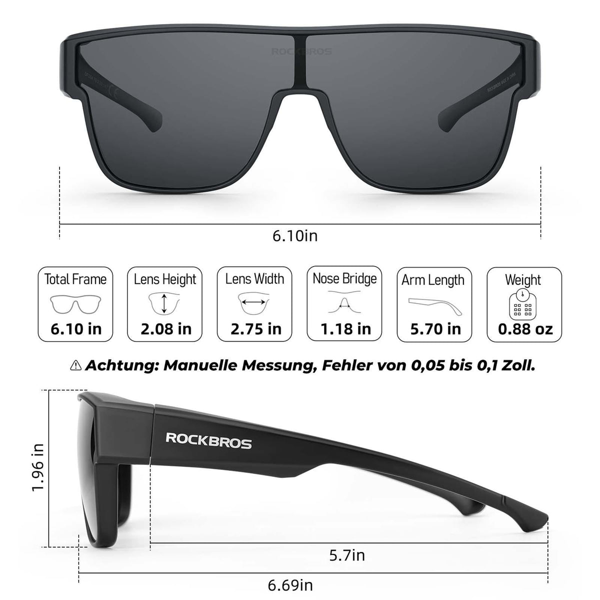 Rockbros Fahrrad-Überbrille polarisiert – Schwarz Default Title