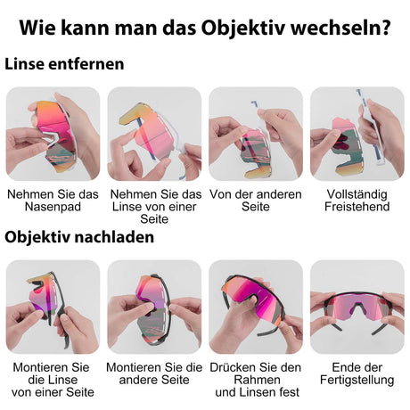 Rockbros Fahrradbrille mit 4 Wechselgläsern Weiß