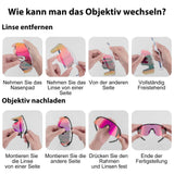 Rockbros Fahrradbrille mit 4 Wechselgläsern Schwarz