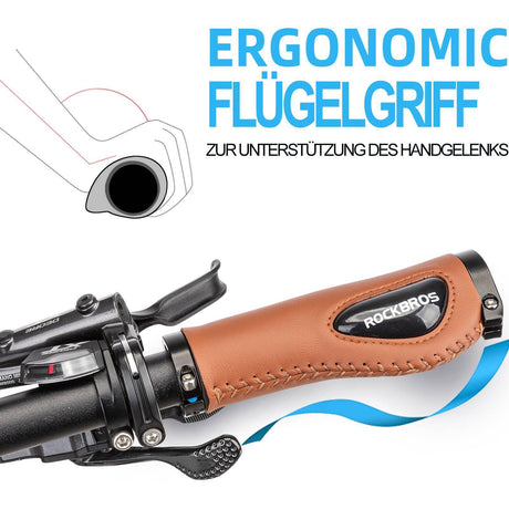 Rockbros Fahrradgriffe aus PU-Leder mit Gel-Polsterung Schwarz