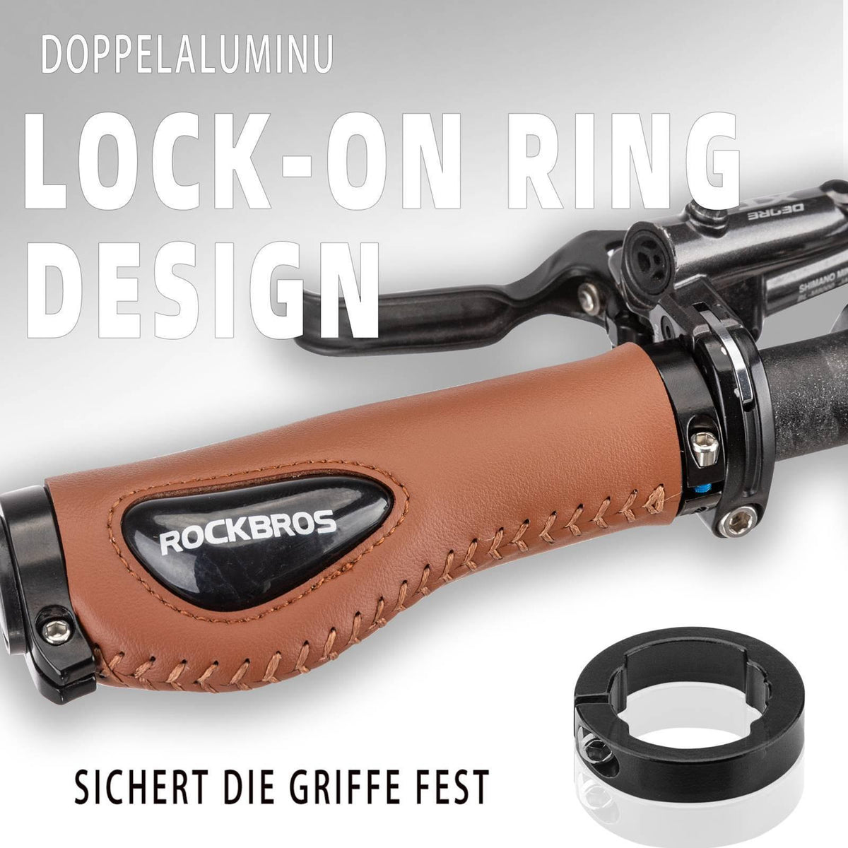 Rockbros Fahrradgriffe aus PU-Leder mit Gel-Polsterung Blau