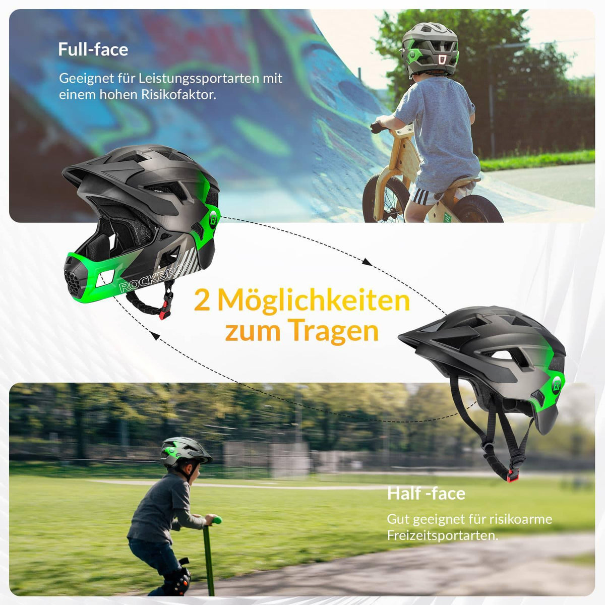 Rockbros Kinderhelm – 2-in-1 Fullface mit Kinnschutz Blau