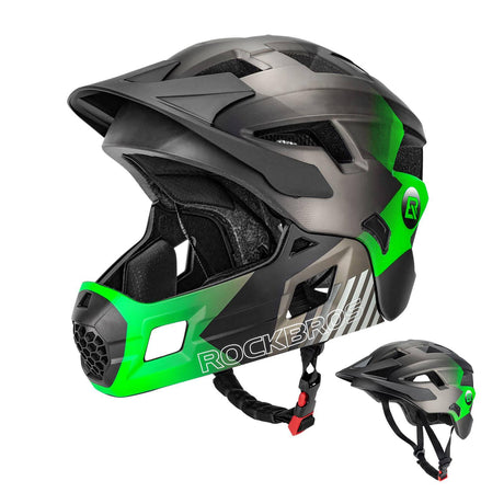 Rockbros Kinderhelm – 2-in-1 Fullface mit Kinnschutz Grün