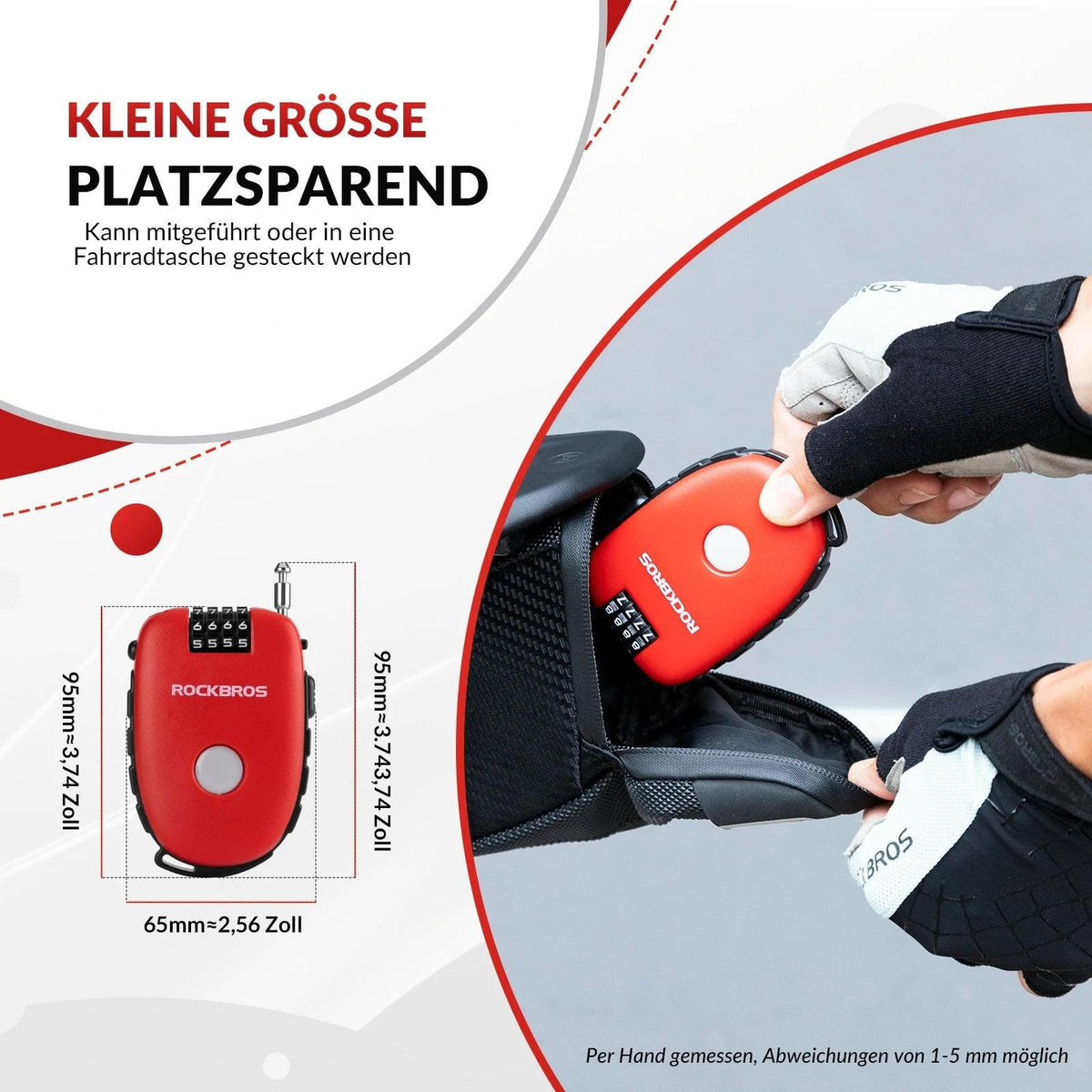 Rockbros Kabelschloss – 94cm Zahlenschloss Rot Default Title