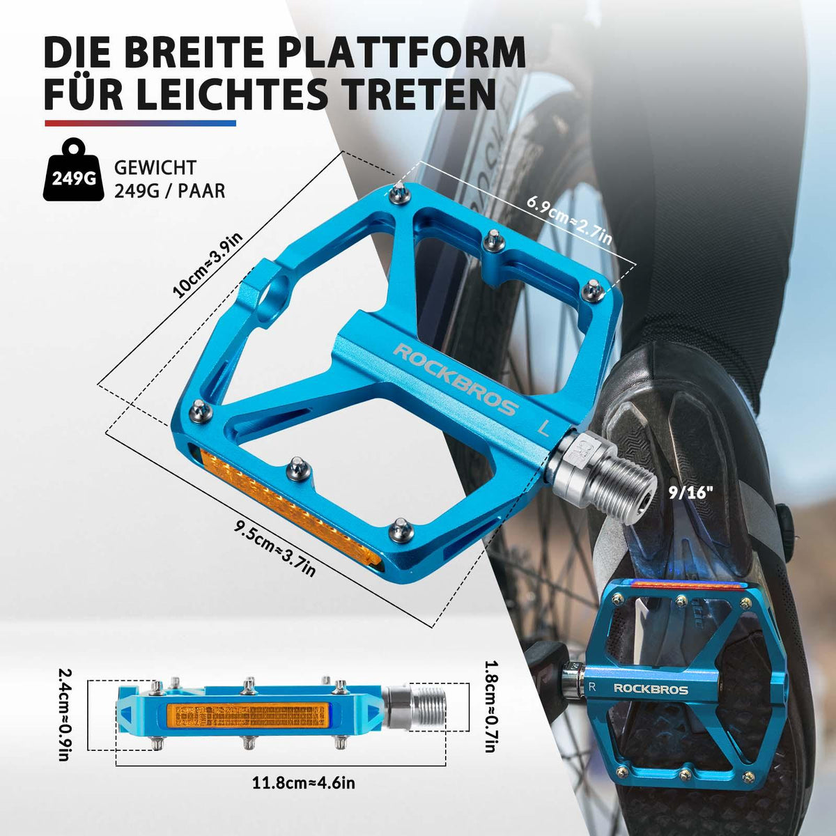 Rockbros Fahrradpedale aus CNC Aluminium Rot