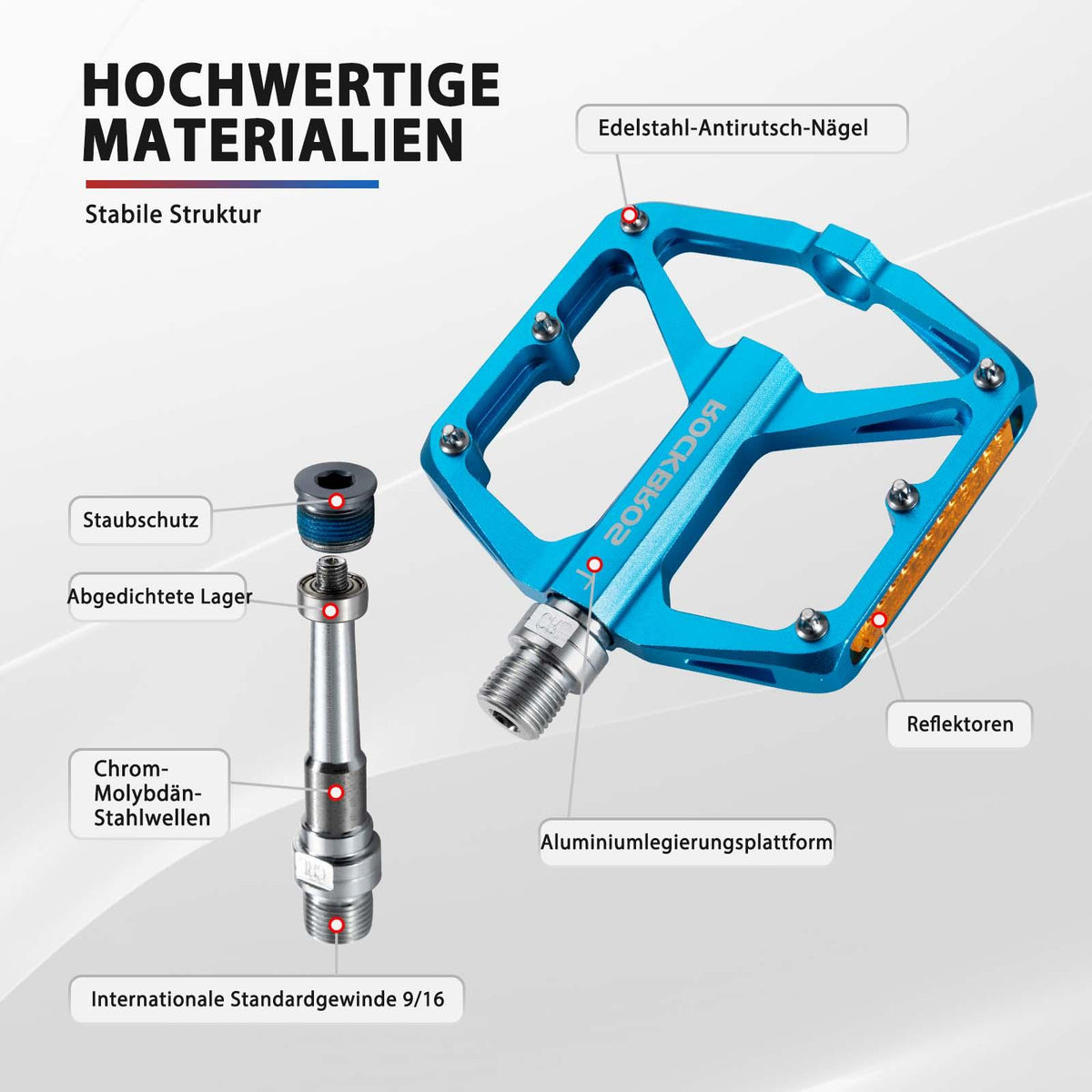 Rockbros Fahrradpedale aus CNC Aluminium Rot