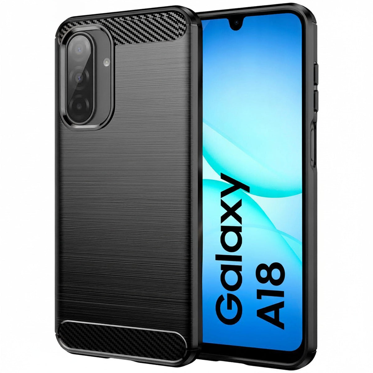 Samsung Galaxy A18 - Carbon Hülle Stoßfest Schwarz