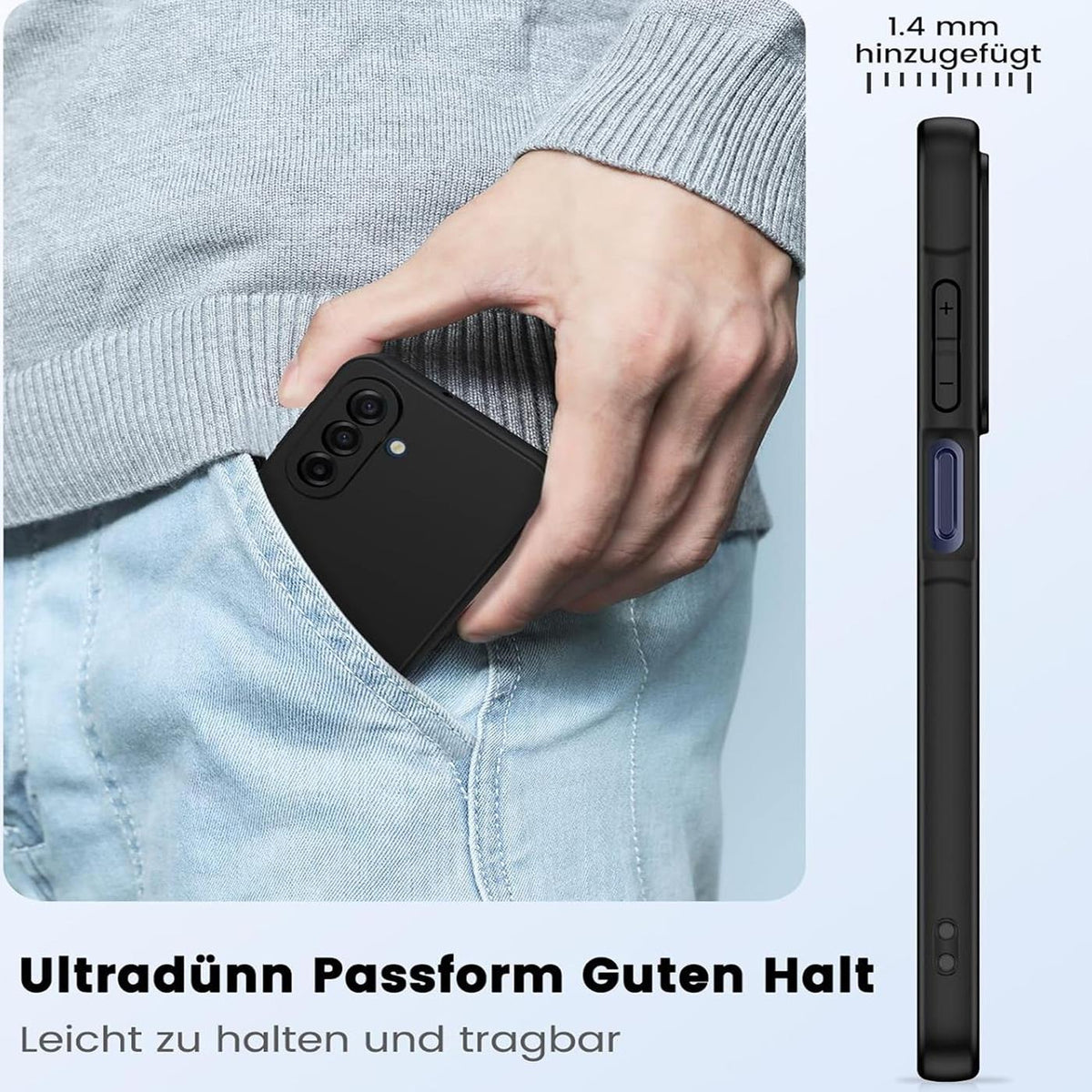 Samsung Galaxy A18 - Slim Silikon Hülle Schwarz Matt Schwarz