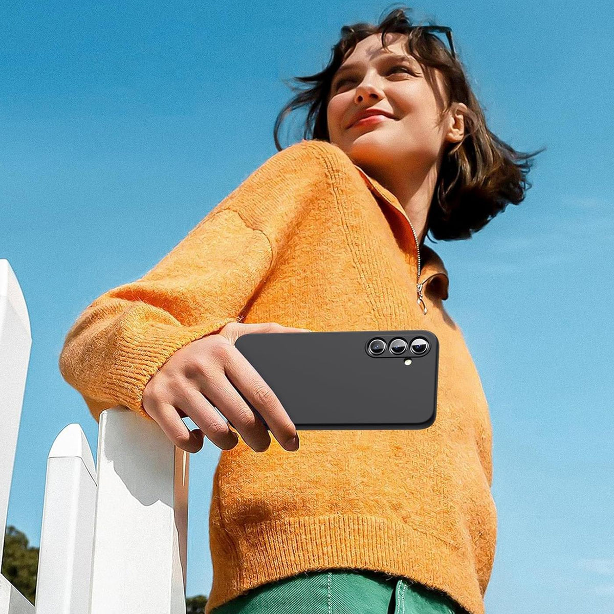 Samsung Galaxy A18 - Silikon Hülle Farbig Mikrofaser Schwarz