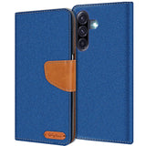 Samsung Galaxy A18 - Textil Klapphülle Kartenfach Blau