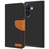 Samsung Galaxy A18 - Textil Klapphülle Kartenfach Schwarz