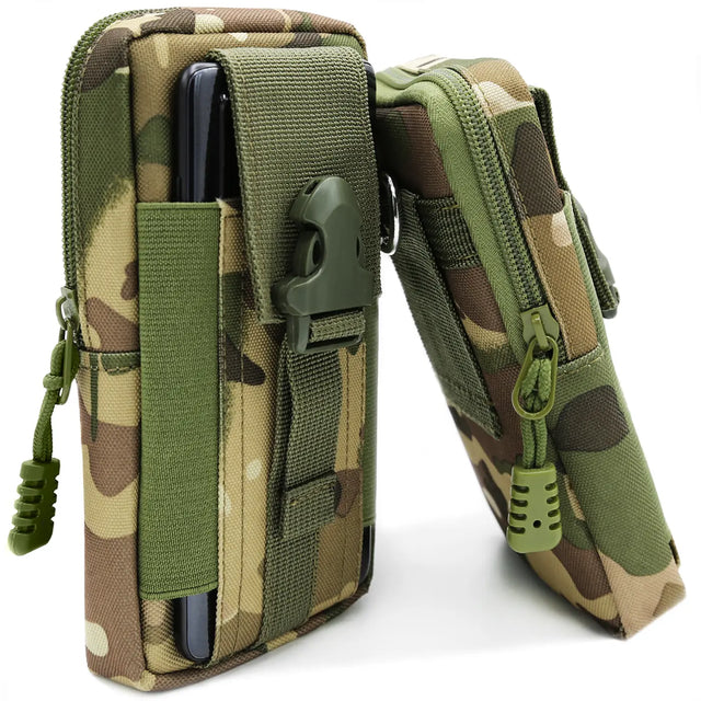 Praktische Handy-Gürteltasche in Schwarz oder Camouflage – Perfekt für Arbeit und Outdoor.