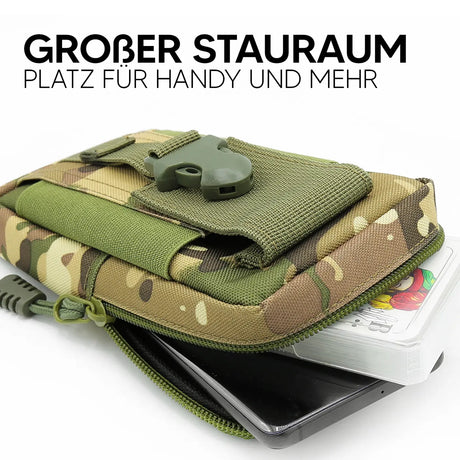 Praktische Handy-Gürteltasche in Schwarz oder Camouflage – Perfekt für Arbeit und Outdoor.