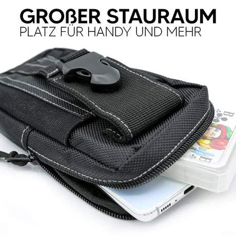 Praktische Handy-Gürteltasche in Schwarz oder Camouflage – Perfekt für Arbeit und Outdoor.