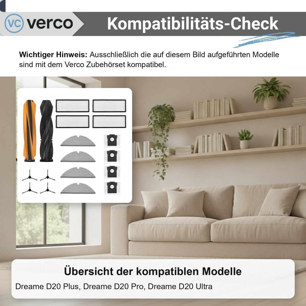 Dreame D20 Zubehör-Set 18-teilig – Bürsten, Filter & Beutel D20 Plus