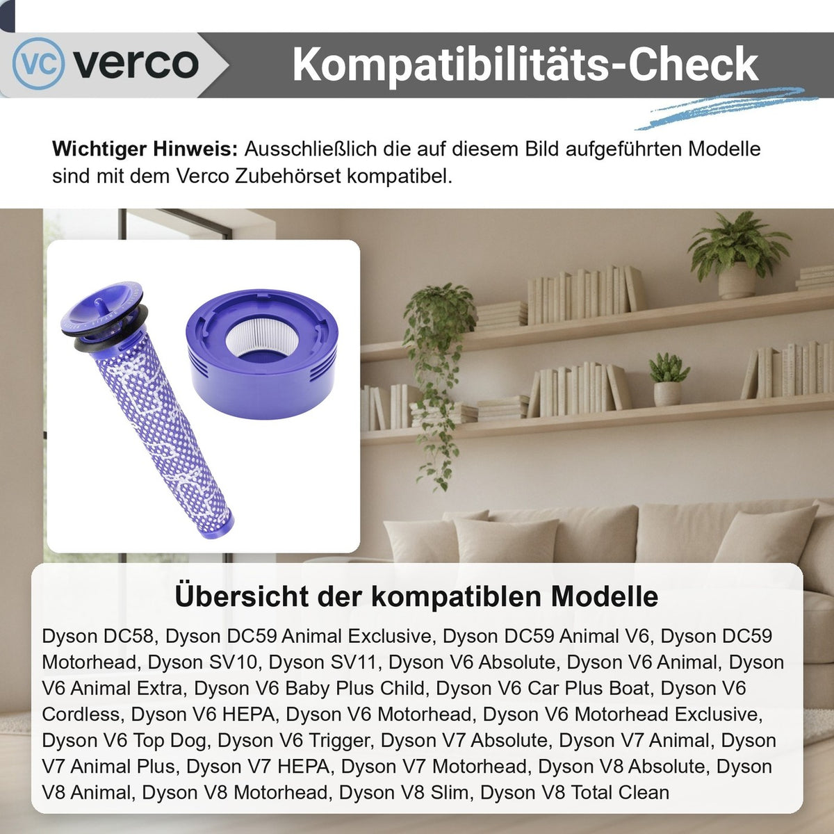 Dyson V7 / V8 Zubehör-Set – Vorfilter & HEPA-Filter DC58