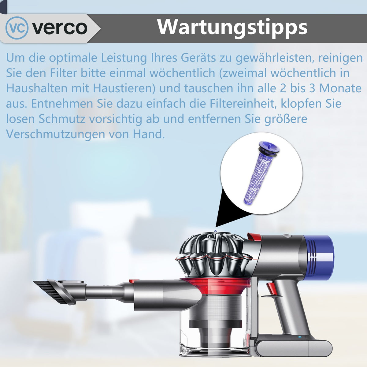 Dyson V7 / V8 Zubehör-Set – Vorfilter & HEPA-Filter DC58