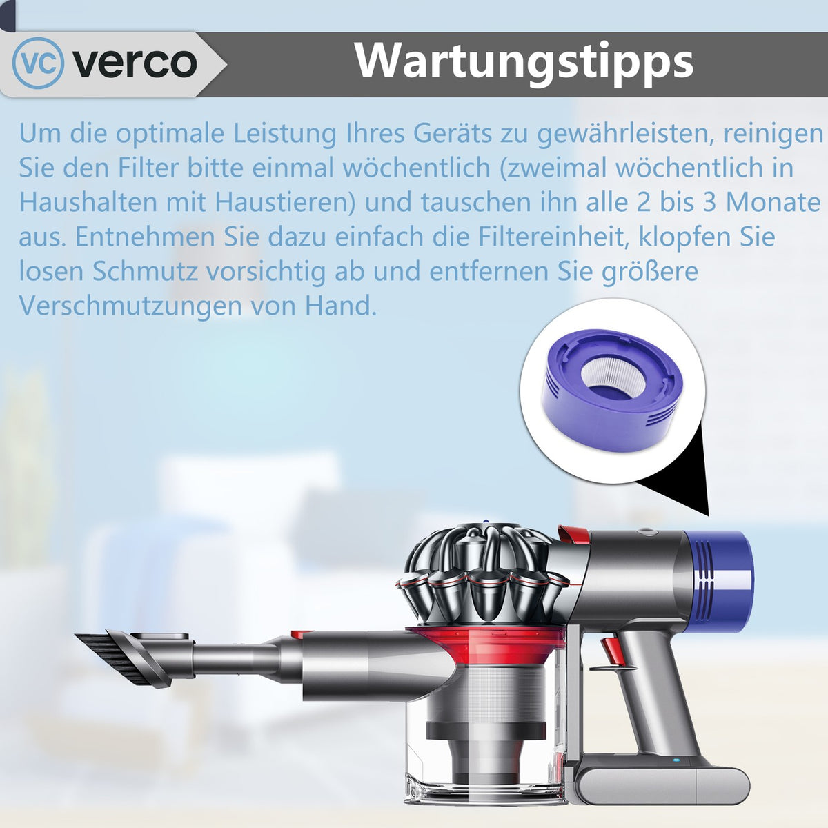 Dyson V7 / V8 Zubehör-Set – Vorfilter & HEPA-Filter DC58