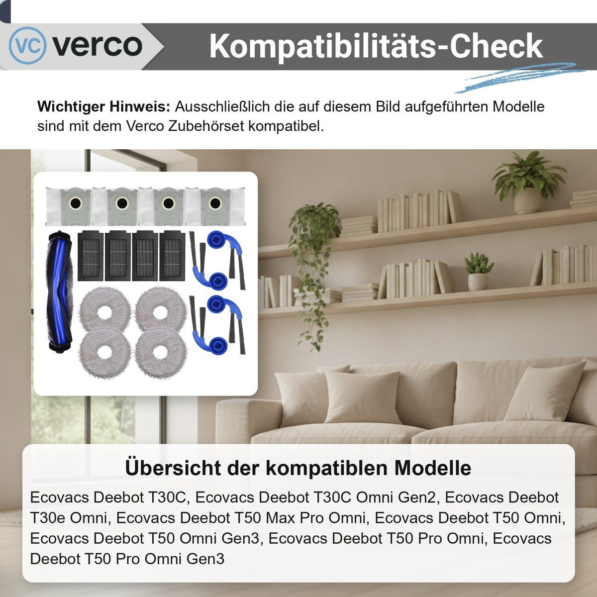 Ecovacs Deebot T30C Zubehör-Set 17-teilig – Bürsten/Filter Deebot T30C