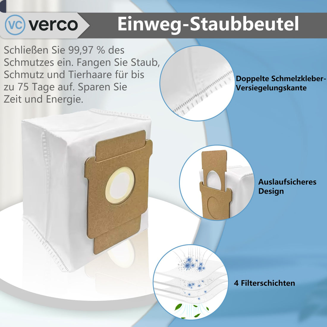 Vierschichtige Einweg-Staubbeutel