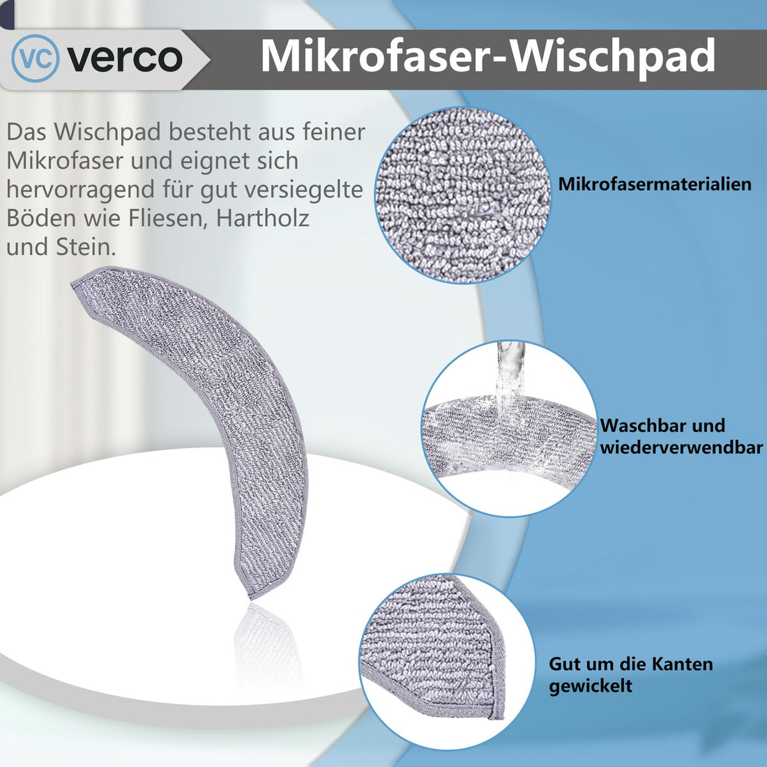 Waschbare Mikrofaser-Wischpads