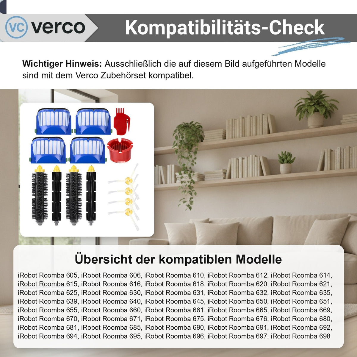 iRobot Roomba 600 Zubehör-Set 14-teilig – Bürsten & Filter Roomba 605