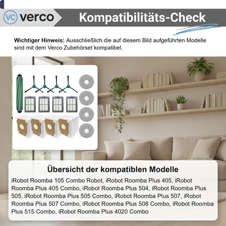 iRobot Roomba Plus 405/505 Zubehör-Set 17-teilig – Bürsten Roomba 105 Combo Robot