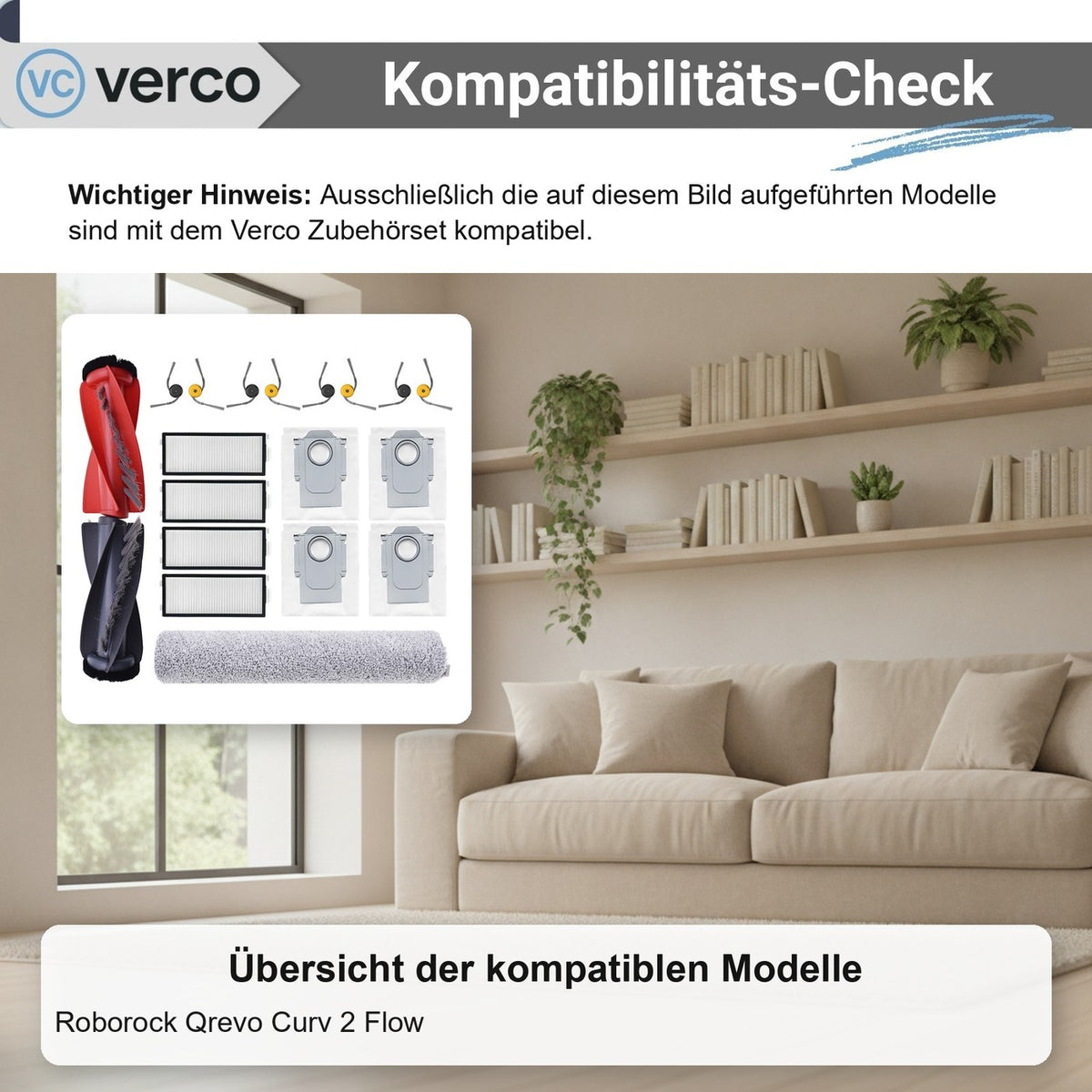 Roborock Qrevo Curv 2 Flow Zubehör-Set 16-teilig – Bürsten Qrevo Curv 2 Flow
