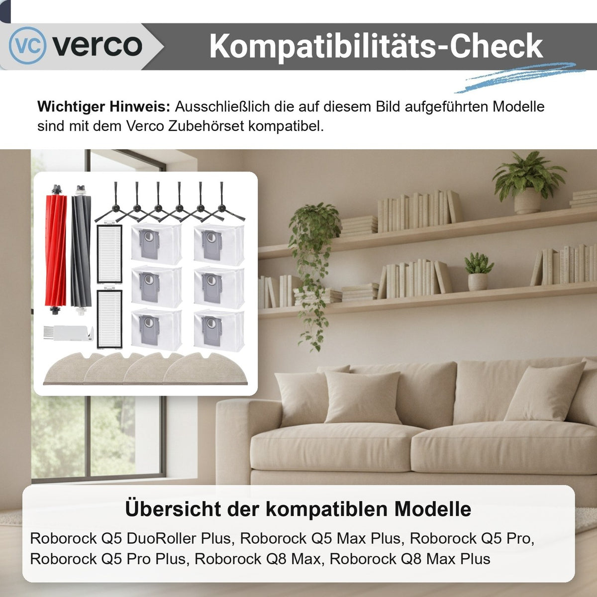 Roborock Q8 Max Zubehör-Set 21-teilig – Bürsten, Filter Q5 DuoRoller Plus